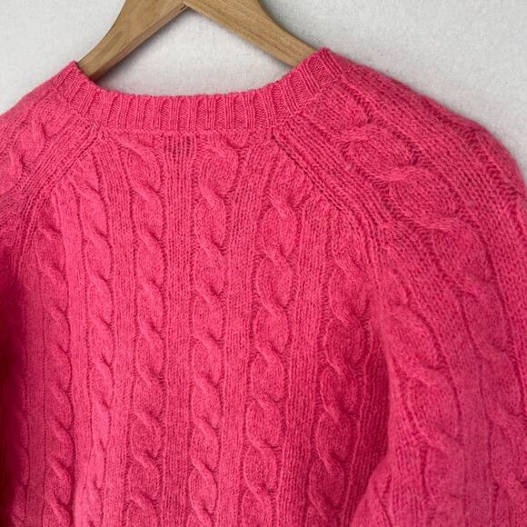 DEANS OF SCOTLAND Sweater S TRIMINGHAMS BERMUDA Cable Shetland Wool Pink HK VTG - Picture 7 of 13